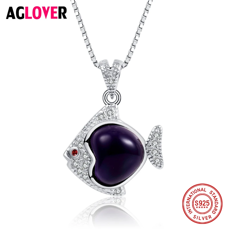 Amethyst 925 Sterling Silver Necklace Inlaid AAA Crystal Woman Fish Pendant Necklace Female Charm Jewelry
Amethyst 925 Sterling Silver Necklace Inlaid AAA Crystal Woman Fish Pendant Necklace Female Charm Jewelry
