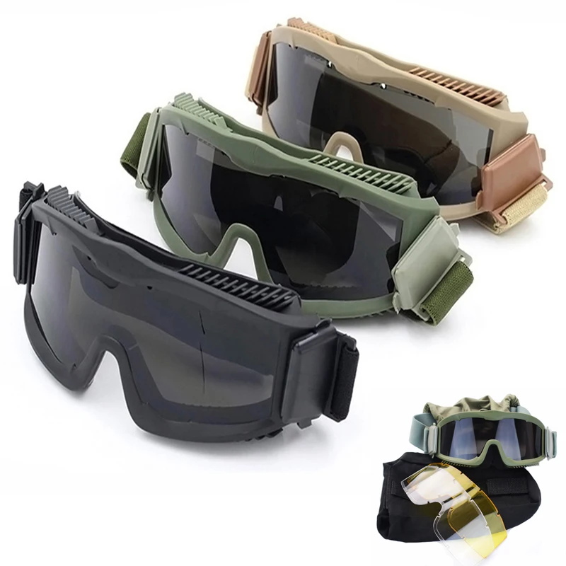 Army Combat Tactical Military Goggles Anti-fog Bulletproof Airsoft Glasses Paintball Game 3 Lens Sport Shooting Eyewear
Army Combat Tactical Military Goggles Anti-fog Bulletproof Airsoft Glasses Paintball Game 3 Lens Sport Shooting Eyewear