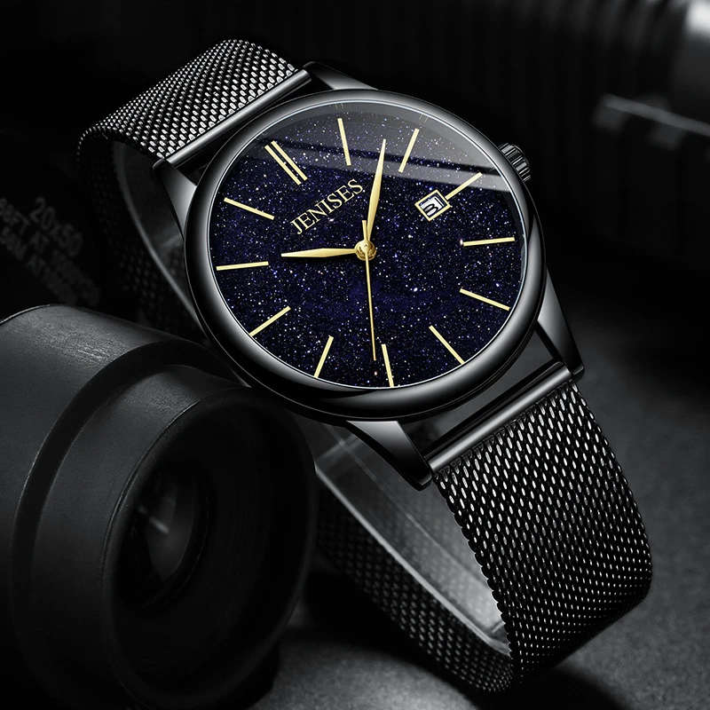 JENISES Brand Men Watch Steel Mesh Band Quartz Analog Wristwatch 3M Waterproof Blue Starry Sky Male Clock Relogio Masculino
JENISES Brand Men Watch Steel Mesh Band Quartz Analog Wristwatch 3M Waterproof Blue Starry Sky Male Clock Relogio Masculino