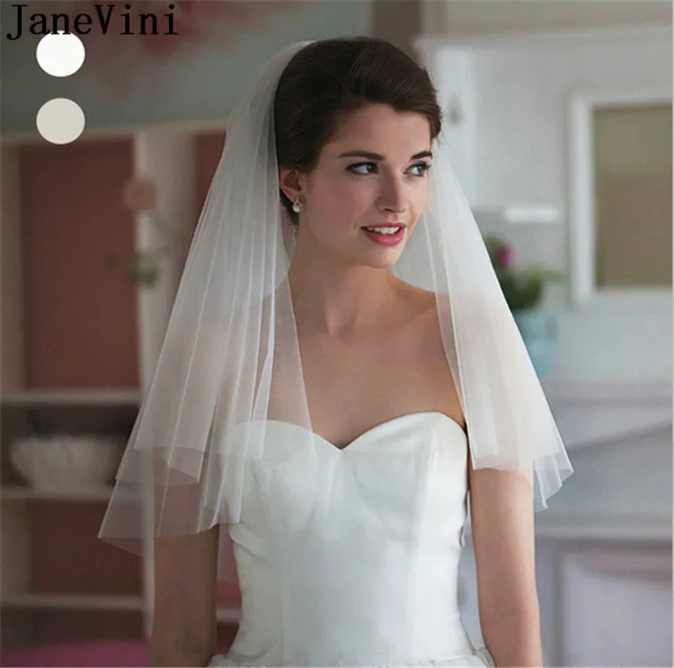 JaneVini Simple Short Wedding Veil 2 Layers Brides Veil Soft Tulle Elbow Length 1.5M Bridal Veils Cheap Wedding Accessories New
JaneVini Simple Short Wedding Veil 2 Layers Brides Veil Soft Tulle Elbow Length 1.5M Bridal Veils Cheap Wedding Accessories New