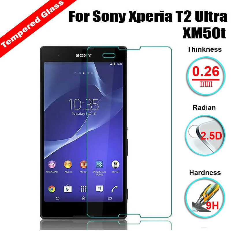 9H 2.5D Закаленное стекло Защита для экрана Sony Xperia T2 Ultra Xm50H Взрывозащищенная ультра