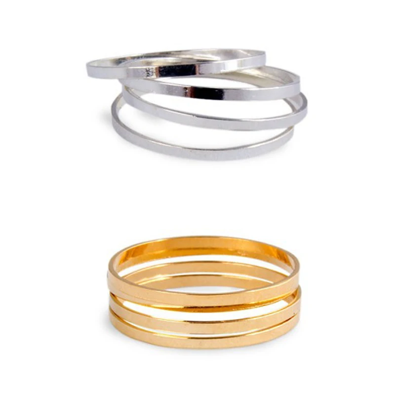 Различные размеры кольцо в простом стиле Золотое серебряное металлическое