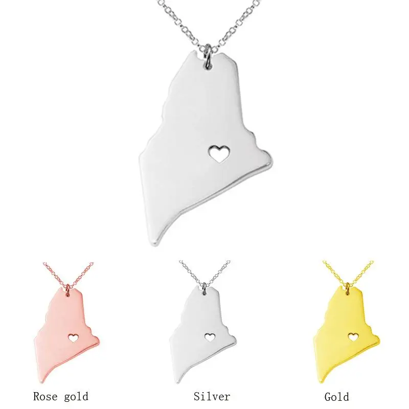 SUTEYI Stainless Steel Maine State Necklace Charm State Shaped Necklaces Maine State Necklace With A Heart
SUTEYI Stainless Steel Maine State Necklace Charm State Shaped Necklaces Maine State Necklace With A Heart