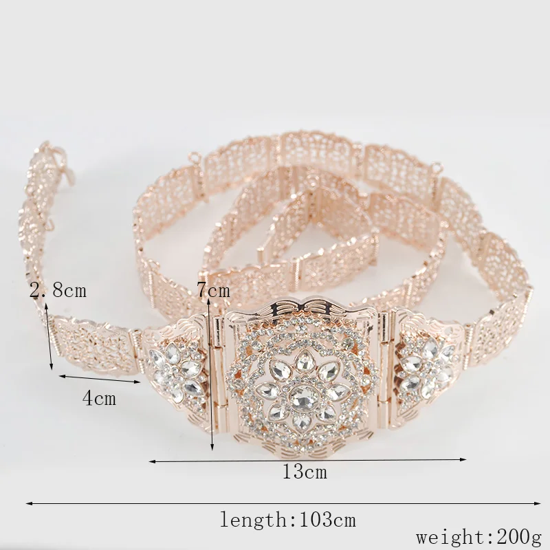 Traditional Moroccan caftan waist chain chic for women's wedding rose gold round crystal hollow flower metal belt
Traditional Moroccan caftan waist chain chic for women's wedding rose gold round crystal hollow flower metal belt