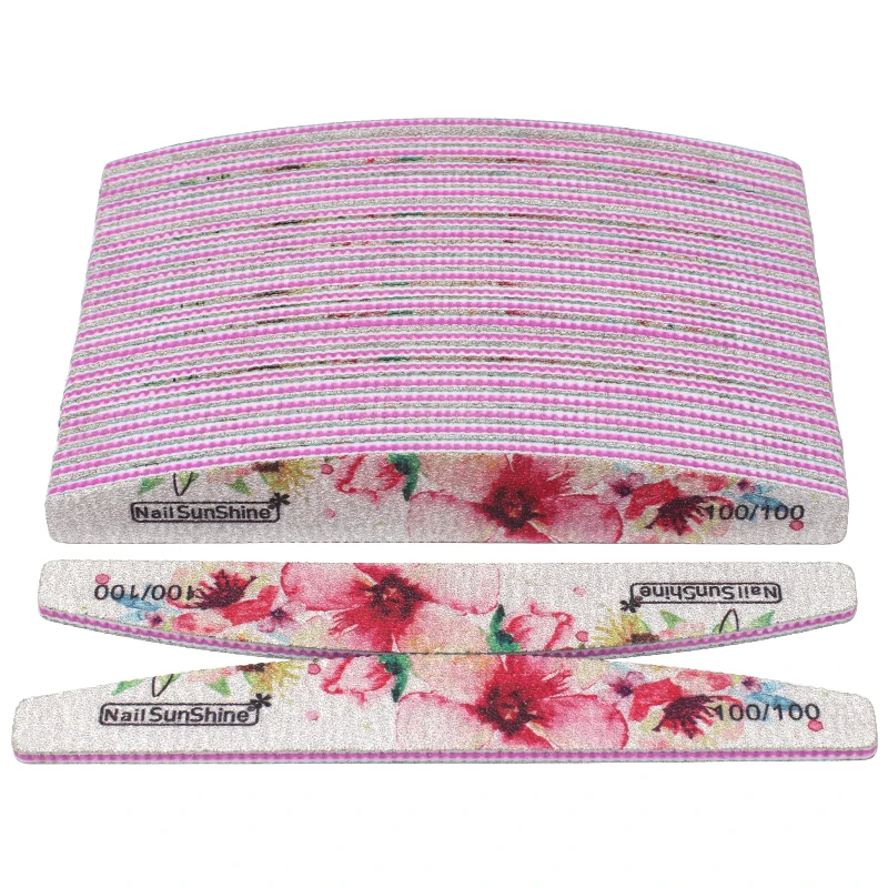 50 шт/лот сильный наждак пилка для ногтей 100/100 красочные моющиеся брусок шлифовки