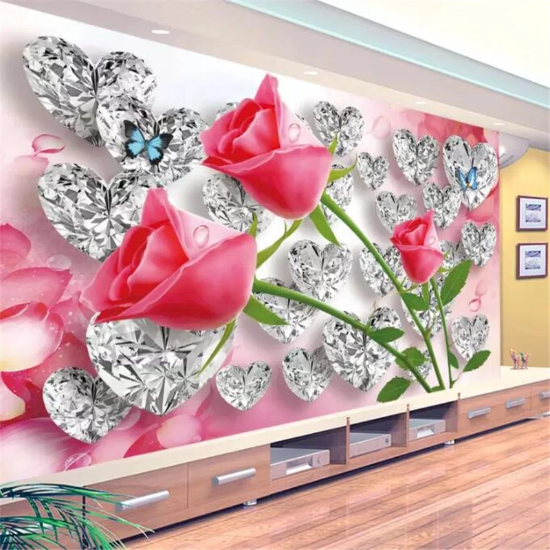 beibehang Wallpaper mural custom living room bedroom diamond rose 3D love three-dimensional romantic mural background wall
beibehang Wallpaper mural custom living room bedroom diamond rose 3D love three-dimensional romantic mural background wall