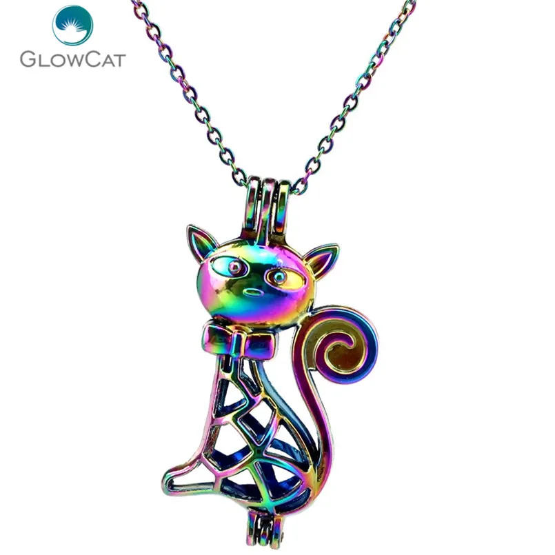 C362 Rainbow Color Animal Bow Knot Lady Cat Bead Cage Necklace Pendant Aroma Essential Oil Diffuser Locket Necklace
C362 Rainbow Color Animal Bow Knot Lady Cat Bead Cage Necklace Pendant Aroma Essential Oil Diffuser Locket Necklace