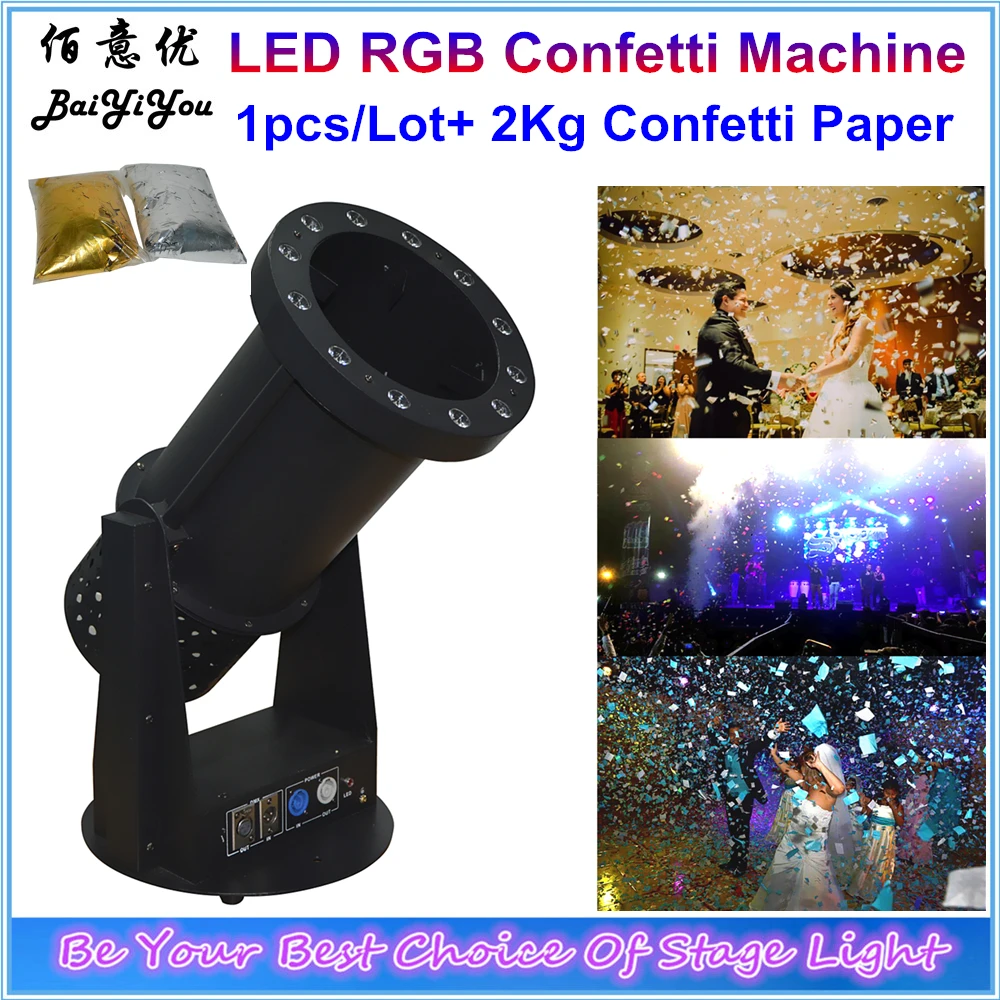 Фото Высокое качество 12 шт * 3 Вт RGB светодиодный конфетти машина Красочные Бумага DMX