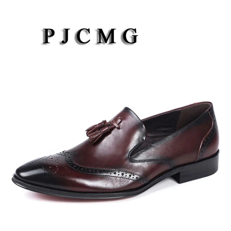 PJCMG Spring/Autumn Black/Red Oxfords Mens Pointed Toe Slip-On Genuine Leather Wedding Mens Business Office Shoes With Tassel
PJCMG Spring/Autumn Black/Red Oxfords Mens Pointed Toe Slip-On Genuine Leather Wedding Mens Business Office Shoes With Tassel