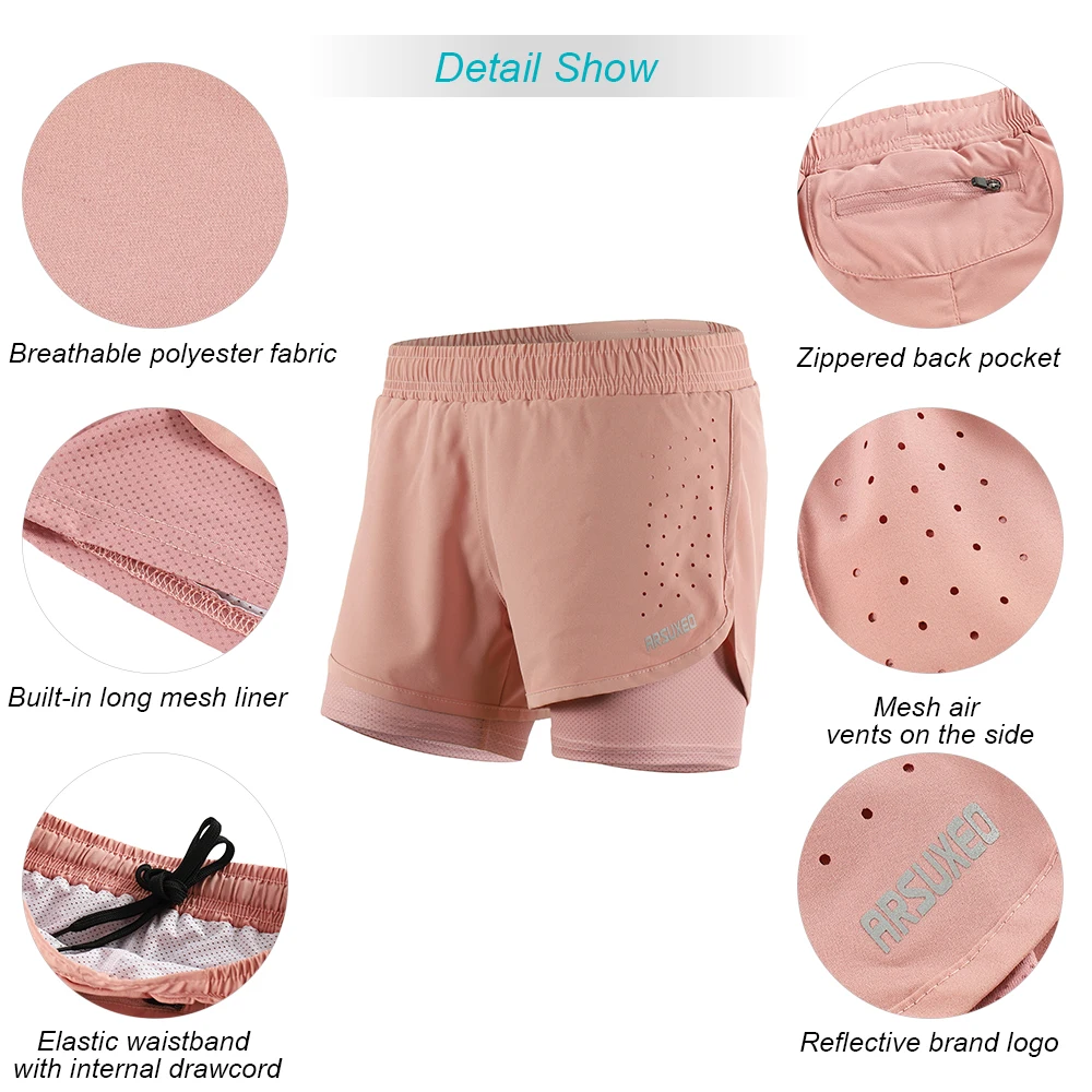 2-in-1 Gym Shorts With Liner Running Women Quick Dry Fitness Workout Jogging Exercise Sport Women's | Спорт и развлечения