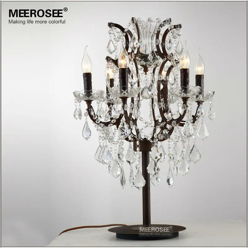 Wrought Iron 6 Lights Crystal Table Lamps Antique Retro Crystal Table Light Lighting Living Room Bedroom Decorative Light TD001
Wrought Iron 6 Lights Crystal Table Lamps Antique Retro Crystal Table Light Lighting Living Room Bedroom Decorative Light TD001