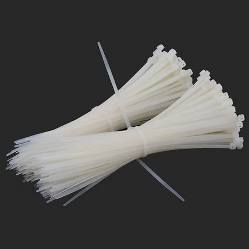 

50pcs 3mm/4mmx100mm Length Self-locking nylon cable tie Seal fixing buckle White plastic Bundle of wires