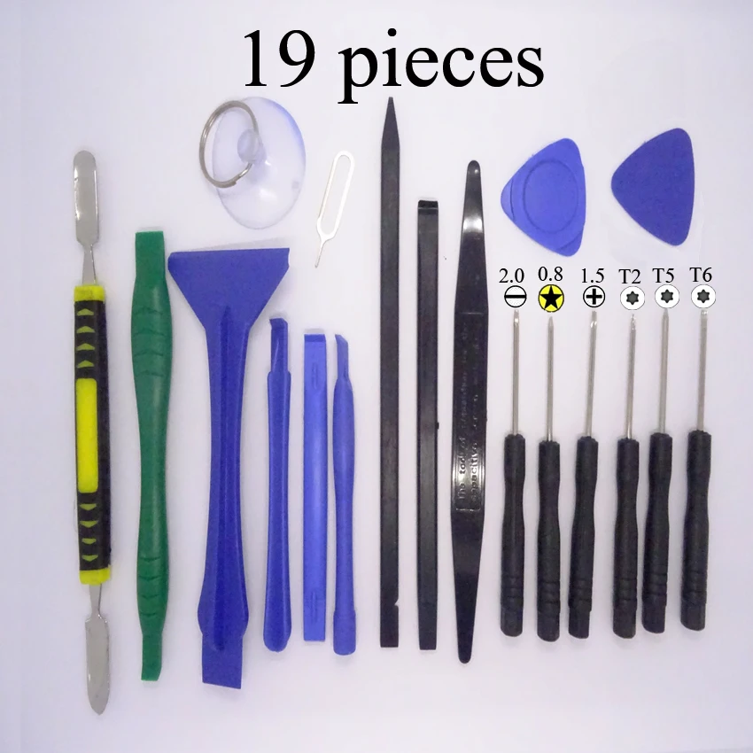Hot selling 19 in 1 Mobile Phone Repairing Tool Kit Spudger Pry Opening Tool LCD Repair Tool with 0.8MM\1.5MM\T2\T6 screwdrivers
Hot selling 19 in 1 Mobile Phone Repairing Tool Kit Spudger Pry Opening Tool LCD Repair Tool with 0.8MM\1.5MM\T2\T6 screwdrivers