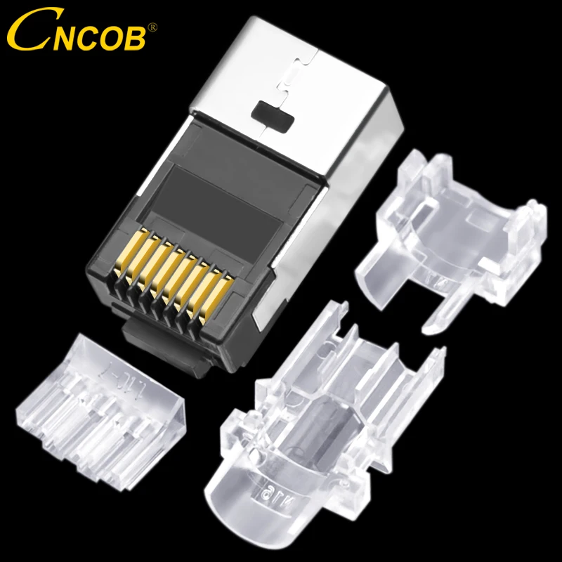 CNCOB Cat6 8p8c 50u gold-plated four-piece cable connector Ethernet modular Cat6A rj45 network connector computer crystal plug
CNCOB Cat6 8p8c 50u gold-plated four-piece cable connector Ethernet modular Cat6A rj45 network connector computer crystal plug