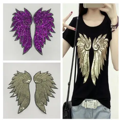 2018 New Wings With Sequined Patches Fashion Applique lron on Patch for Clothes Bags DIY Decal Apparel Accessory 2pcs
2018 New Wings With Sequined Patches Fashion Applique lron on Patch for Clothes Bags DIY Decal Apparel Accessory 2pcs