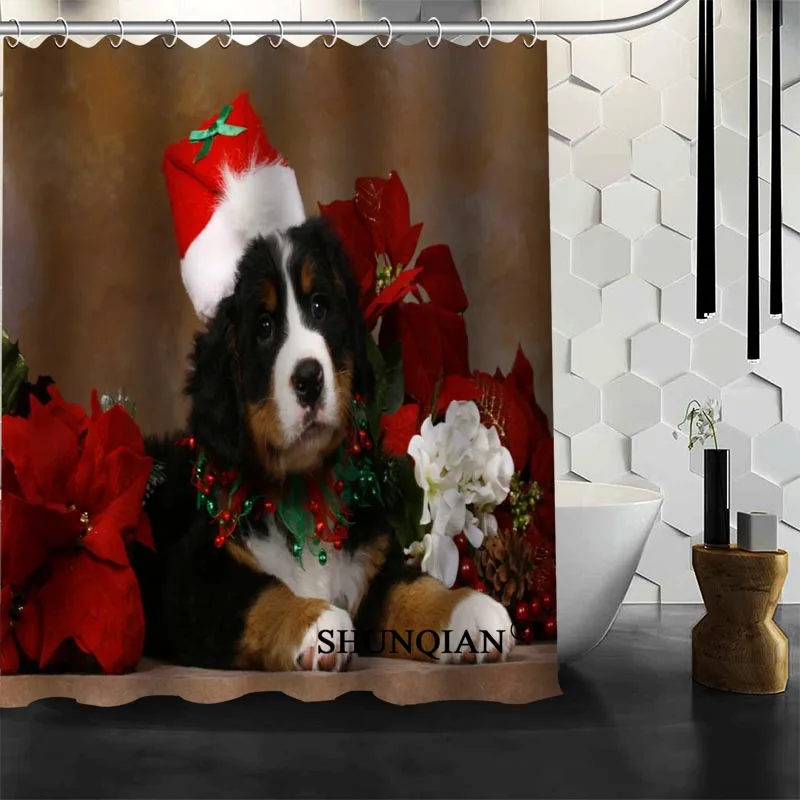 Custom dog Christmas Shower Curtain bathroom Accessories Polyester Fabric Curtain With holes
Custom dog Christmas Shower Curtain bathroom Accessories Polyester Fabric Curtain With holes