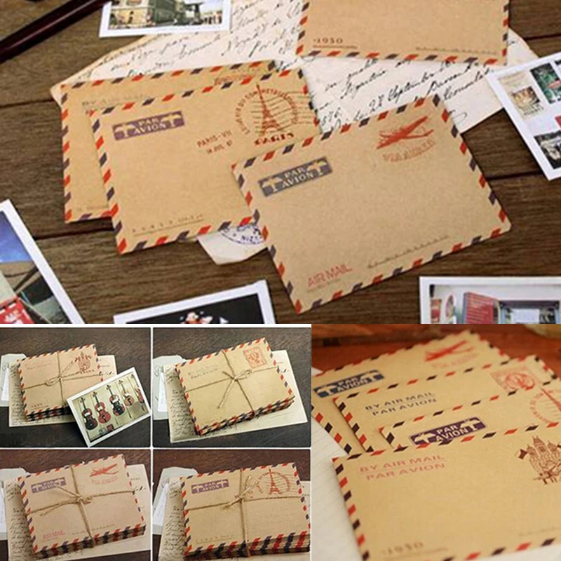 New 10 PCS Mini Gift Envelope Nostalgic Postcard Letter Stationary Storage Brown Kraft Paper Vintage Envelop Approx |