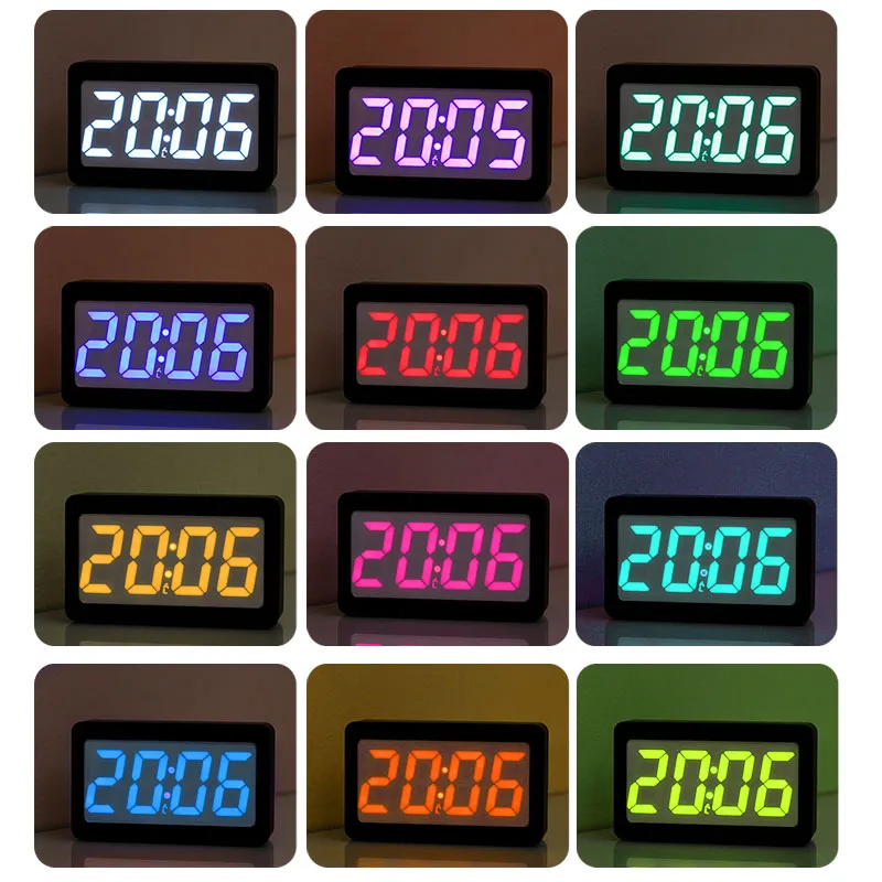 Original Modern Alarm Clock Color Changing Digital LED Table Clock Watches 24 / 12-Hour Display clock with Dimmable Nightlight
Original Modern Alarm Clock Color Changing Digital LED Table Clock Watches 24 / 12-Hour Display clock with Dimmable Nightlight