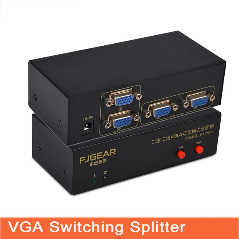 VGA Switch Splitter Two into Two out Multiple masters share multiple monitors manually switch to send power FJ-202
VGA Switch Splitter Two into Two out Multiple masters share multiple monitors manually switch to send power FJ-202