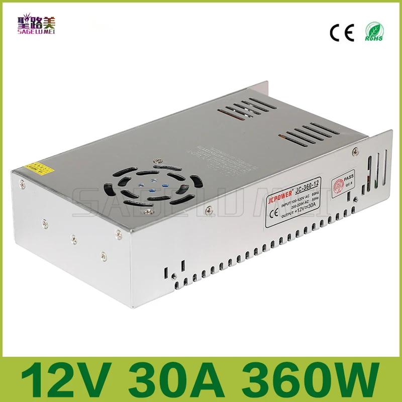 Free shipping DC12V 30A 360W Regulated Switching Power Supply Driver Transformers For LED Strip Lights Tape Module CCTV camera | Освещение