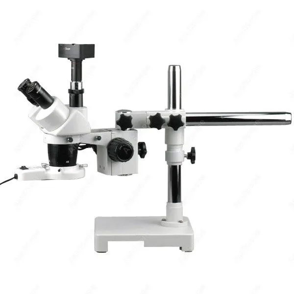 Стерео бум микроскоп AmScope поставляет 20X & 40X стерео + флуоресцентный свет 1.3MP