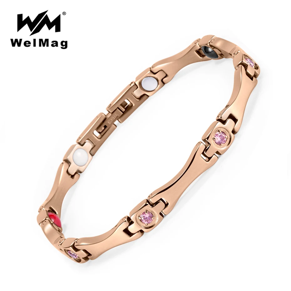 WelMag Rose Gold Bracelet Femme Magnetic Health Care Bracelets Bangles Charm Pink Crystal Stainless Steel Bracelets for Women
WelMag Rose Gold Bracelet Femme Magnetic Health Care Bracelets Bangles Charm Pink Crystal Stainless Steel Bracelets for Women