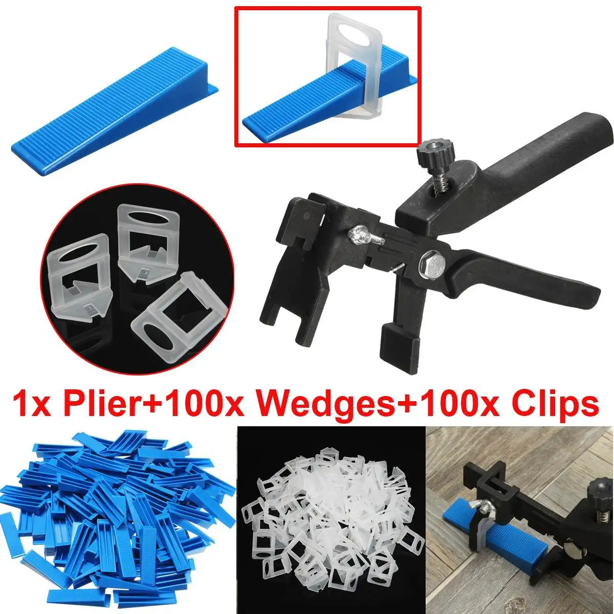 201 Tile Leveling System 100 Wedges +100 Clips + Plier Floor Wall Spacer Kit 3mm
201 Tile Leveling System 100 Wedges +100 Clips + Plier Floor Wall Spacer Kit 3mm