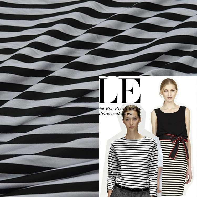 LEO&LIN Summer Cotton Lycra 1 Black White Stretch Knitted Striped T-shirt short-sleeved Dress Clothing Skirt Fabric
LEO&LIN Summer Cotton Lycra 1 Black White Stretch Knitted Striped T-shirt short-sleeved Dress Clothing Skirt Fabric