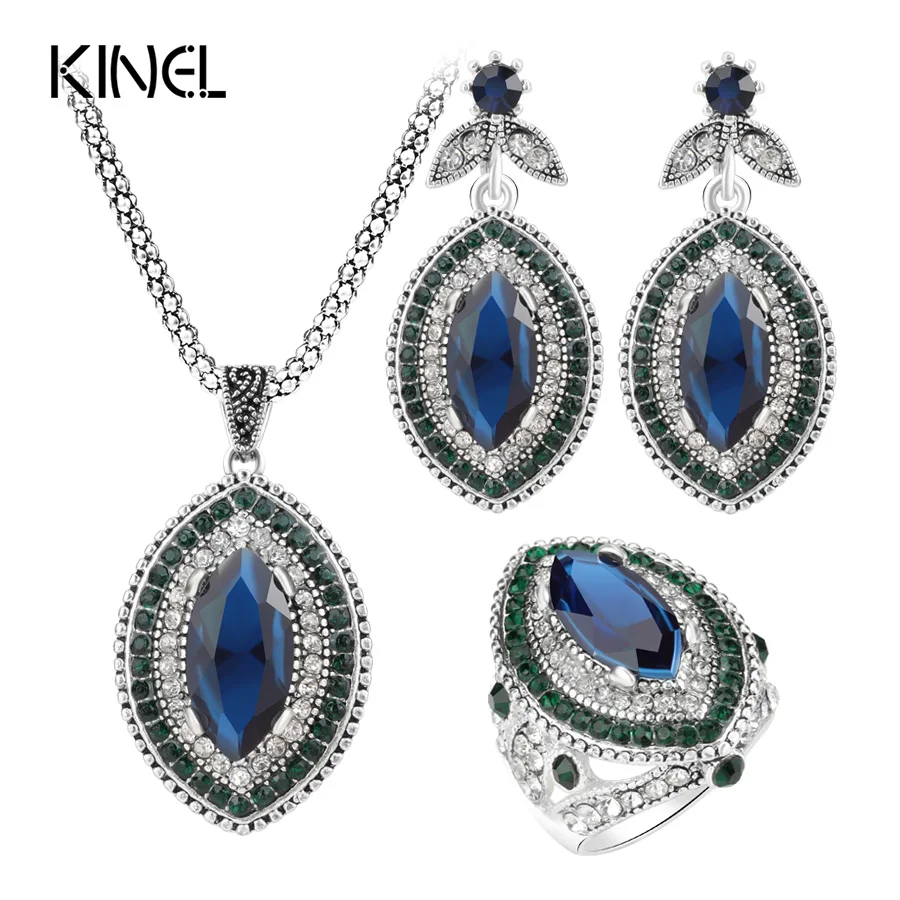 Kinel Luxury 3Pcs Vintage Wedding Jewelry Sets For Women 2017 Fashion Silver Color Big Crystal Rings Earring And Necklace
Kinel Luxury 3Pcs Vintage Wedding Jewelry Sets For Women 2017 Fashion Silver Color Big Crystal Rings Earring And Necklace