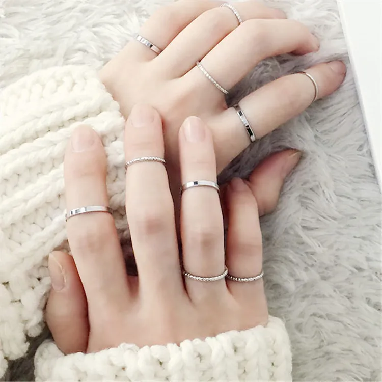 New Fashion Women Japan Korean Ten Piece Suit Combination Simple Smooth Adjustable Rings Knuckle Finger Tail Rings Girl Jewlery
New Fashion Women Japan Korean Ten Piece Suit Combination Simple Smooth Adjustable Rings Knuckle Finger Tail Rings Girl Jewlery