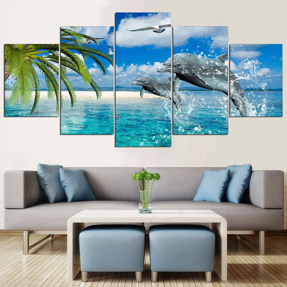 5 Panel Dolphin Animal Wall Art Poster Living Room Canvas HD Print Modern Home Decoration Painting Modular Pictures No Frame
5 Panel Dolphin Animal Wall Art Poster Living Room Canvas HD Print Modern Home Decoration Painting Modular Pictures No Frame
