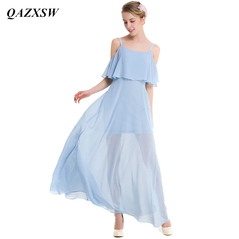 QAZXSW Women Spaghetti Strap Ruffles Chiffon Dresses 2019 Summer Beach Simple Fashion Maxi Off Shoulder Solid Color Dress YX0059
QAZXSW Women Spaghetti Strap Ruffles Chiffon Dresses 2019 Summer Beach Simple Fashion Maxi Off Shoulder Solid Color Dress YX0059