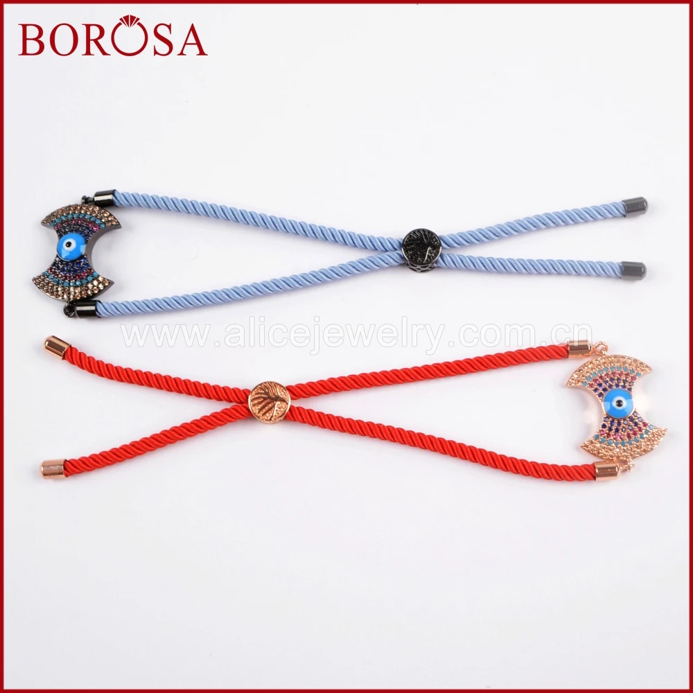 BOROSA Micro Pave Zircon With Blue Eye CZ Connector Bracelet, Drusy Charm Connector 10Inch Adjustable Rope Bracelet WX716
BOROSA Micro Pave Zircon With Blue Eye CZ Connector Bracelet, Drusy Charm Connector 10Inch Adjustable Rope Bracelet WX716