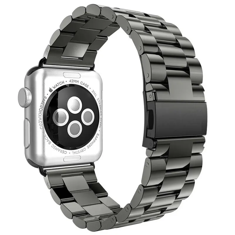 Серый ремешок для часов Apple Watch 42 мм 38 из нержавеющей стали Пряжка адаптер Ссылка