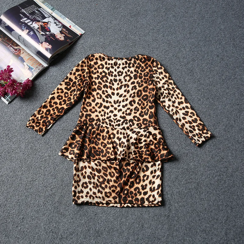 OLEKID 2022 весенне-Летнее Детское платье для девочек с длинным рукавом и леопардовым