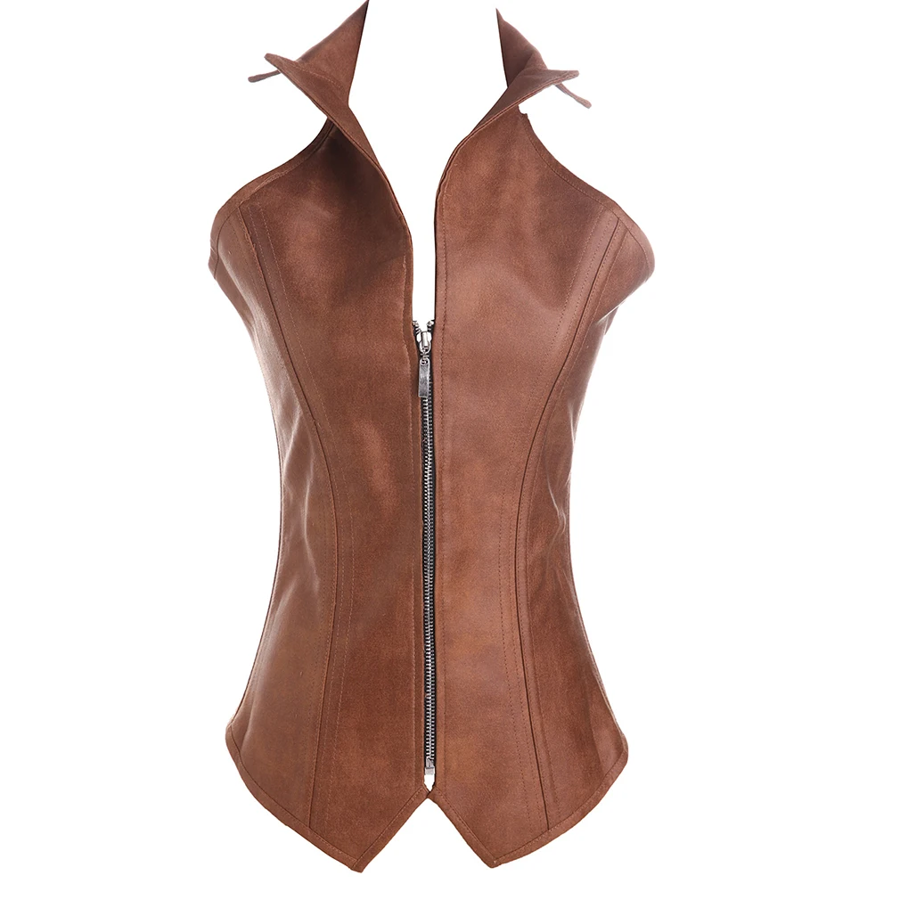 Sexy Faux Leather Corset Sexy Brown Zipper Steampunk Corset Overbust Lace Up Back Vest Corset Corselet Espartilhos for Women
Sexy Faux Leather Corset Sexy Brown Zipper Steampunk Corset Overbust Lace Up Back Vest Corset Corselet Espartilhos for Women