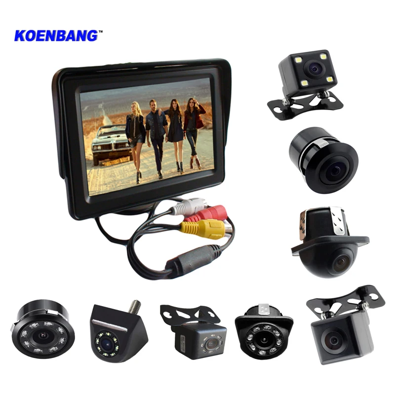 KOENBANG 4 3 дюймовый TFT lcd Автомобильный зеркальный монитор с камерой заднего вида для