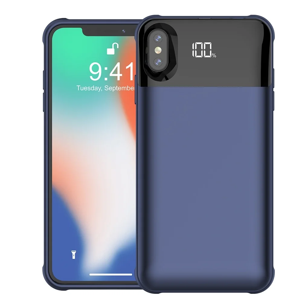 Для Iphone XS Max Power Case интеллектуальный цифровой дисплей беспроводной 5500 мАч быстрая
