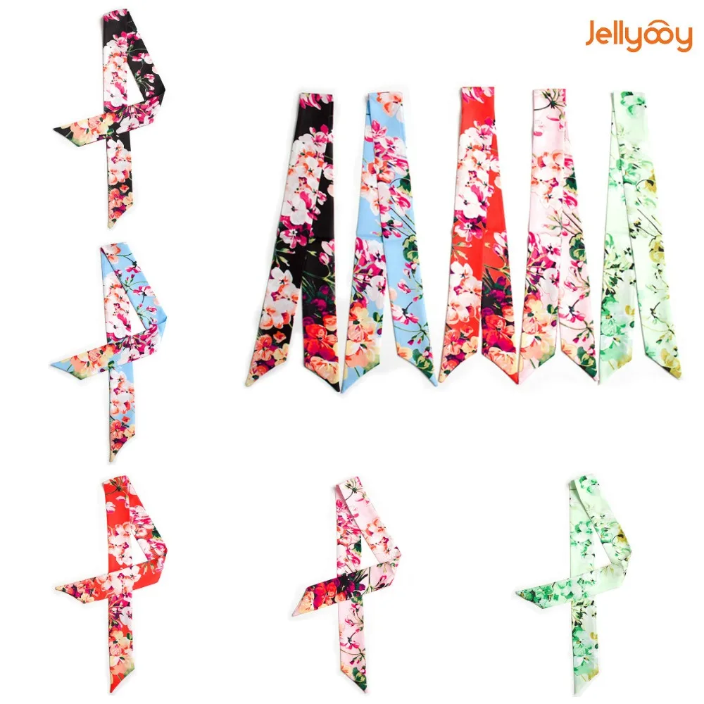 Jellyooy Beachkins цветочный принт Шелковый саржа шарфы для женщин желе сумки ручка