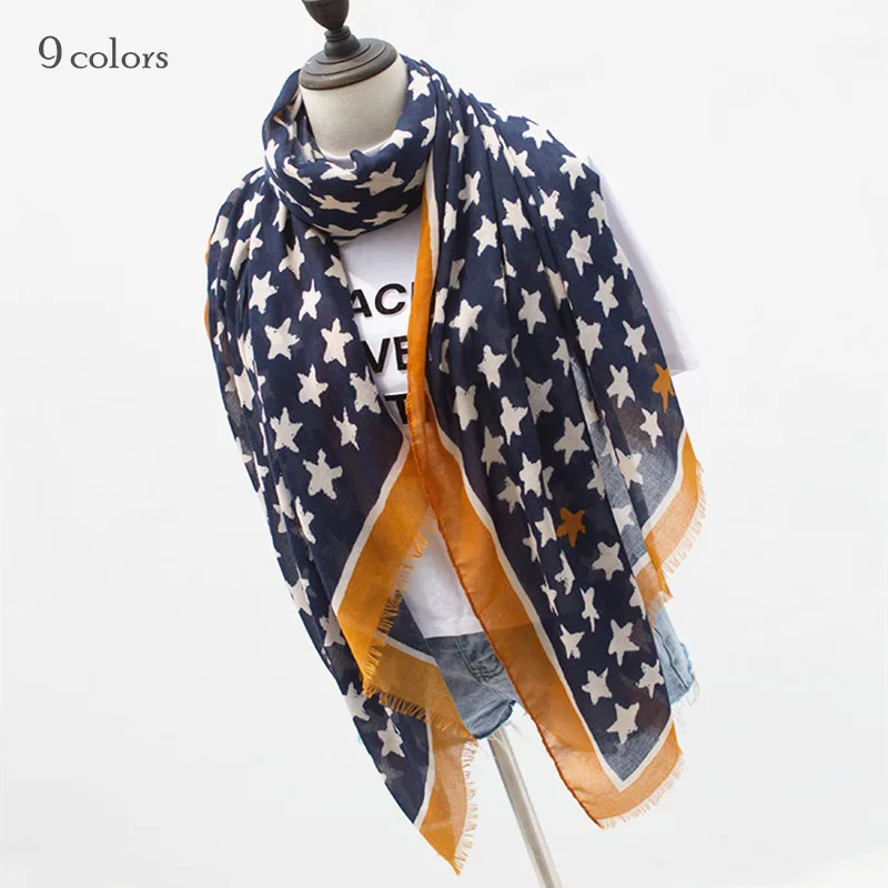 

Новый Модный стильный однотонный с принтом со звездой хлопковый шарф шаль для бандана мусульманский шарфы палантины глушитель выхлопной т...