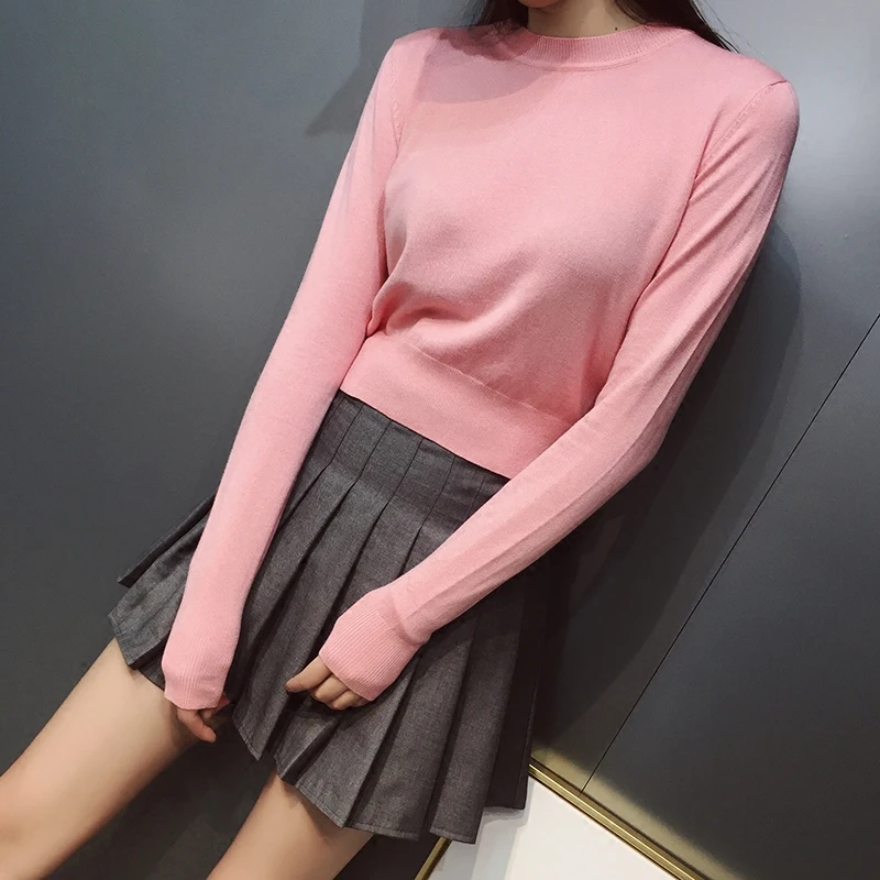 Spring and Autumn Women's New Europe and the United States retro long-sleeved short high waist pullover knit bottoming sweater
Spring and Autumn Women's New Europe and the United States retro long-sleeved short high waist pullover knit bottoming sweater