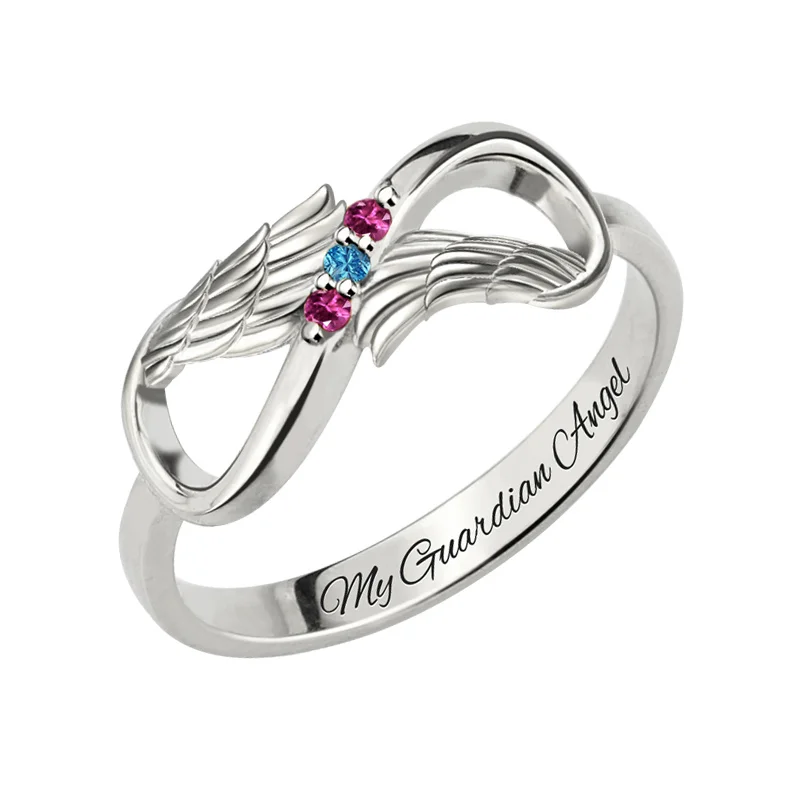AILIN Angel Wings Infinity Ring With Birthstones White Gold Color Engraved Name Ring Birthstones Ring for Mom
AILIN Angel Wings Infinity Ring With Birthstones White Gold Color Engraved Name Ring Birthstones Ring for Mom