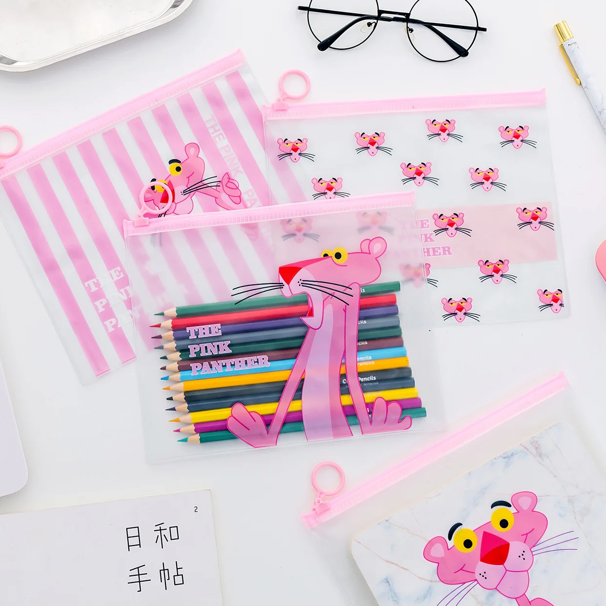 12 шт./лот Kawaii мультфильм розовый леопард Прозрачная ПВХ Сумка для документов