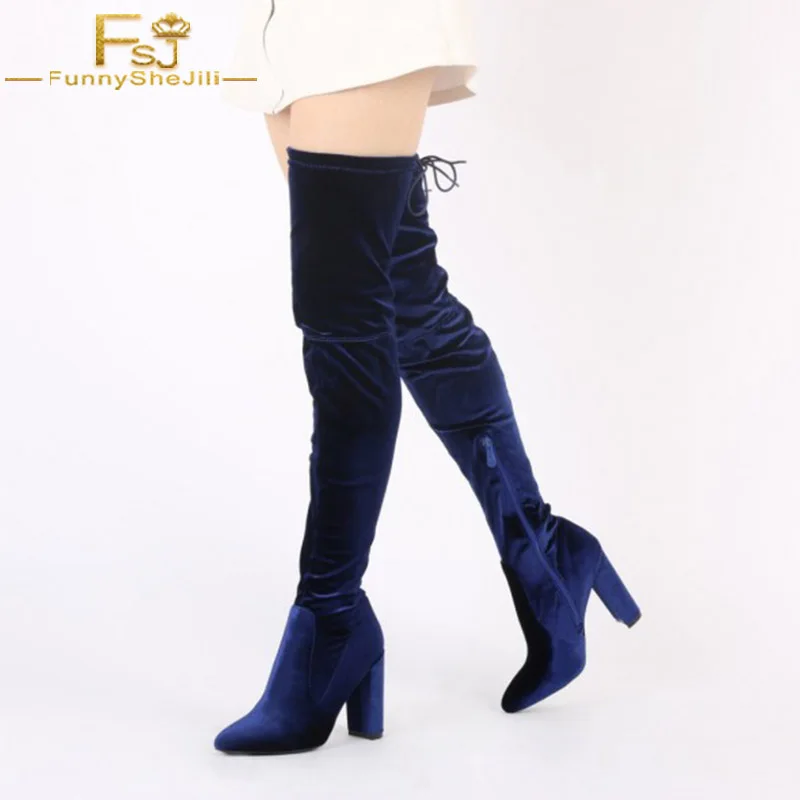 FSJ Navy Long Boots Polyurethane Zip Winter Work, Going out Chunky Super High Square Heel Thigh-high Square Boots for Women
FSJ Navy Long Boots Polyurethane Zip Winter Work, Going out Chunky Super High Square Heel Thigh-high Square Boots for Women