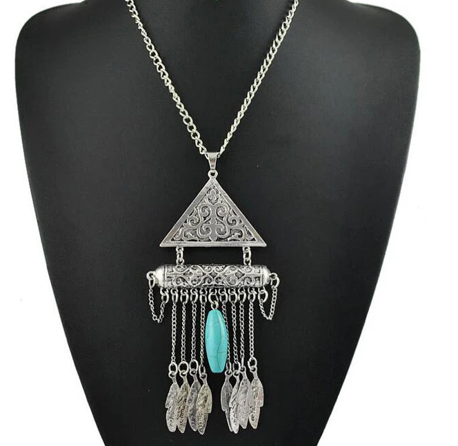 Bohemian Ethnic Retro Silver Long Chain Bead Leaves Leaf Triangle Tassel Necklace Pendant For Gift
Bohemian Ethnic Retro Silver Long Chain Bead Leaves Leaf Triangle Tassel Necklace Pendant For Gift