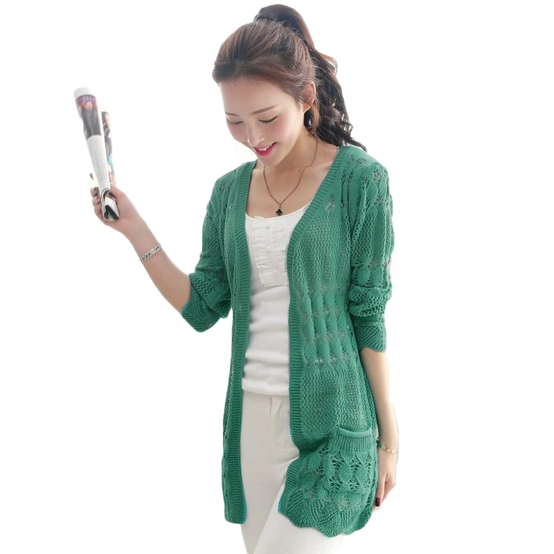 Women Sweater 2019 Summer Full Sleeve Hollow Out Slim Thin Knitted Long Cardigan Sweater Female Beach Wear Free Shipping ZL2956
Women Sweater 2019 Summer Full Sleeve Hollow Out Slim Thin Knitted Long Cardigan Sweater Female Beach Wear Free Shipping ZL2956