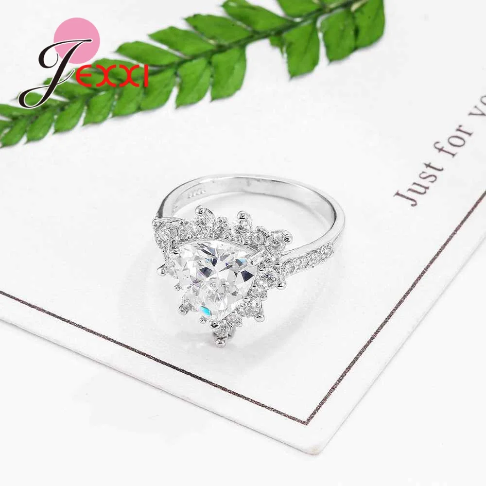 Заводская цена кольцо в форме сердца белый кристалл камень Обручальные 925 пробы