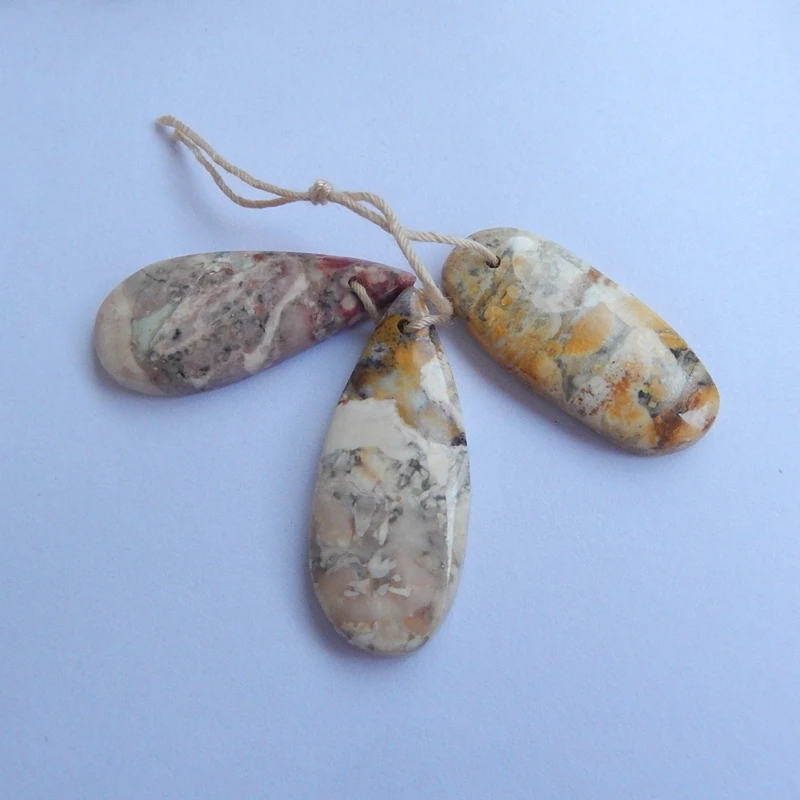 Wholeasale 3Pcs Natural Orbicular Rhyolite Bird's Eye Necklace Pendants 31x13x4mm 26x12x4mm 5.0g Fashion Jewelry Accessories
Wholeasale 3Pcs Natural Orbicular Rhyolite Bird's Eye Necklace Pendants 31x13x4mm 26x12x4mm 5.0g Fashion Jewelry Accessories