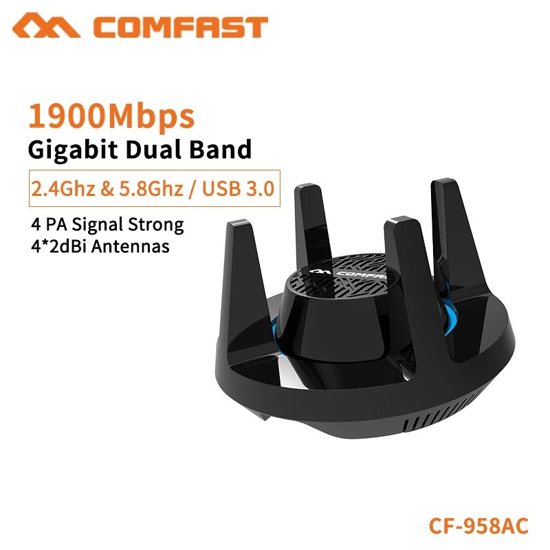Сетевая карта Comfast, 1900 Мбит/с, Gigabit 2,4G и 5,8G, Двухдиапазонная, 4*2 дБи, usb-ключ для передачи сигнала через стену CF-958AC
Сетевая карта Comfast, 1900 Мбит/с, Gigabit 2,4G и 5,8G, Двухдиапазонная, 4*2 дБи, usb-ключ для передачи сигнала через стену CF-958AC