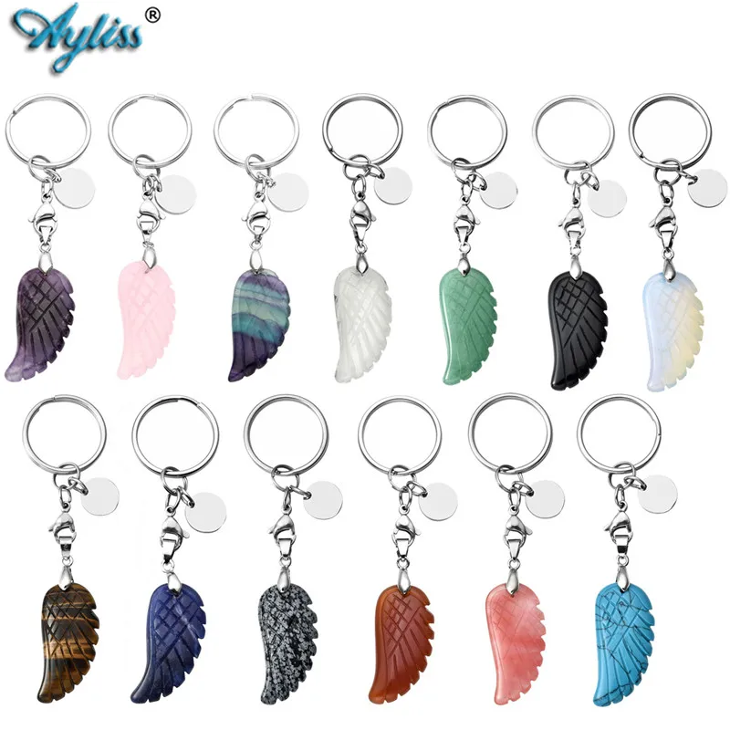 Ayliss Newest Chakra Reiki Angel Wing Carved Stone Natural Crystal Healing Gem Stone Pendant Keychain Stainless Steel Key Ring
Ayliss Newest Chakra Reiki Angel Wing Carved Stone Natural Crystal Healing Gem Stone Pendant Keychain Stainless Steel Key Ring